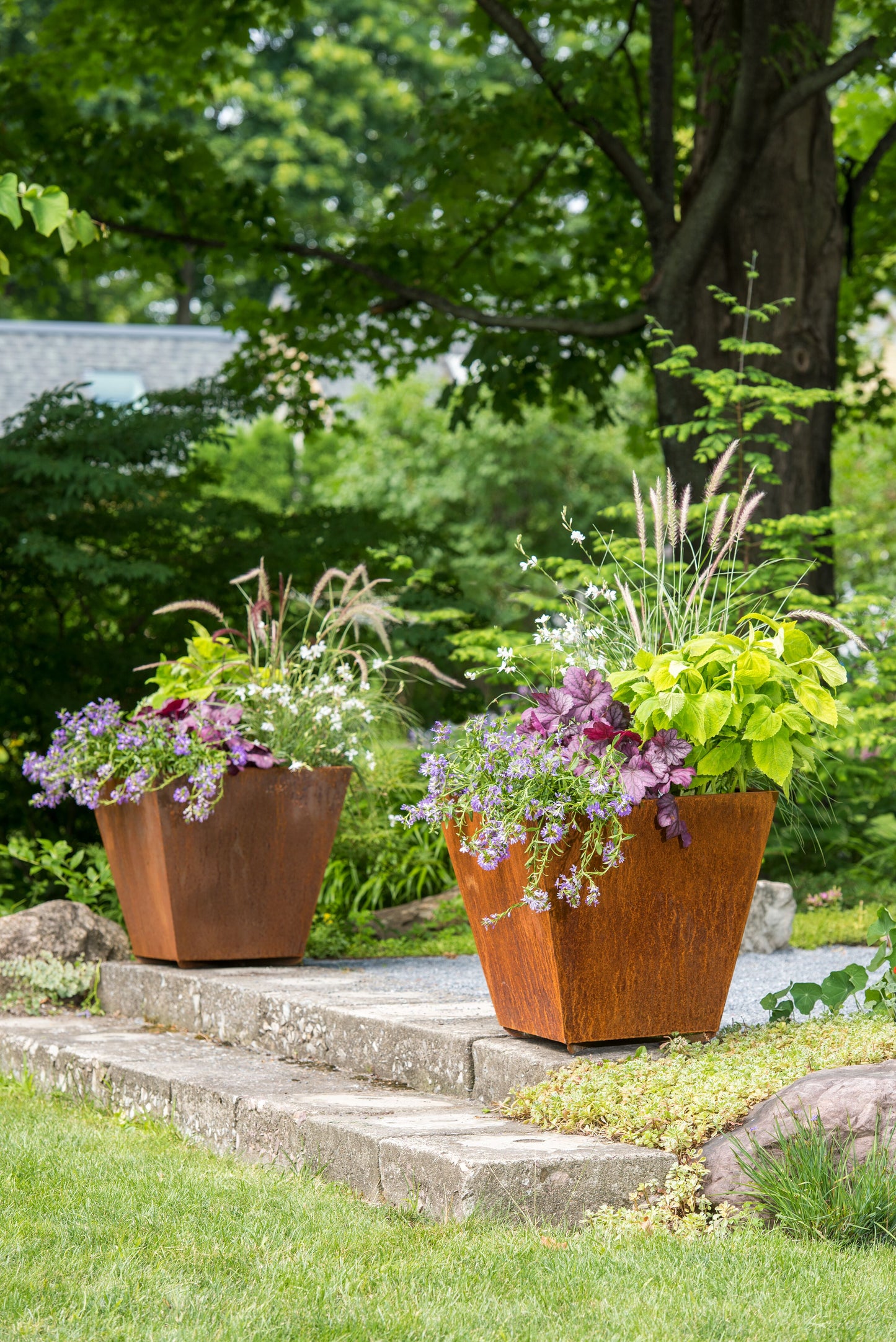 Corten Steel Tapered Square Planters