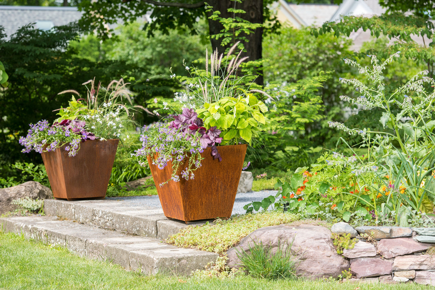 Corten Steel Tapered Square Planters