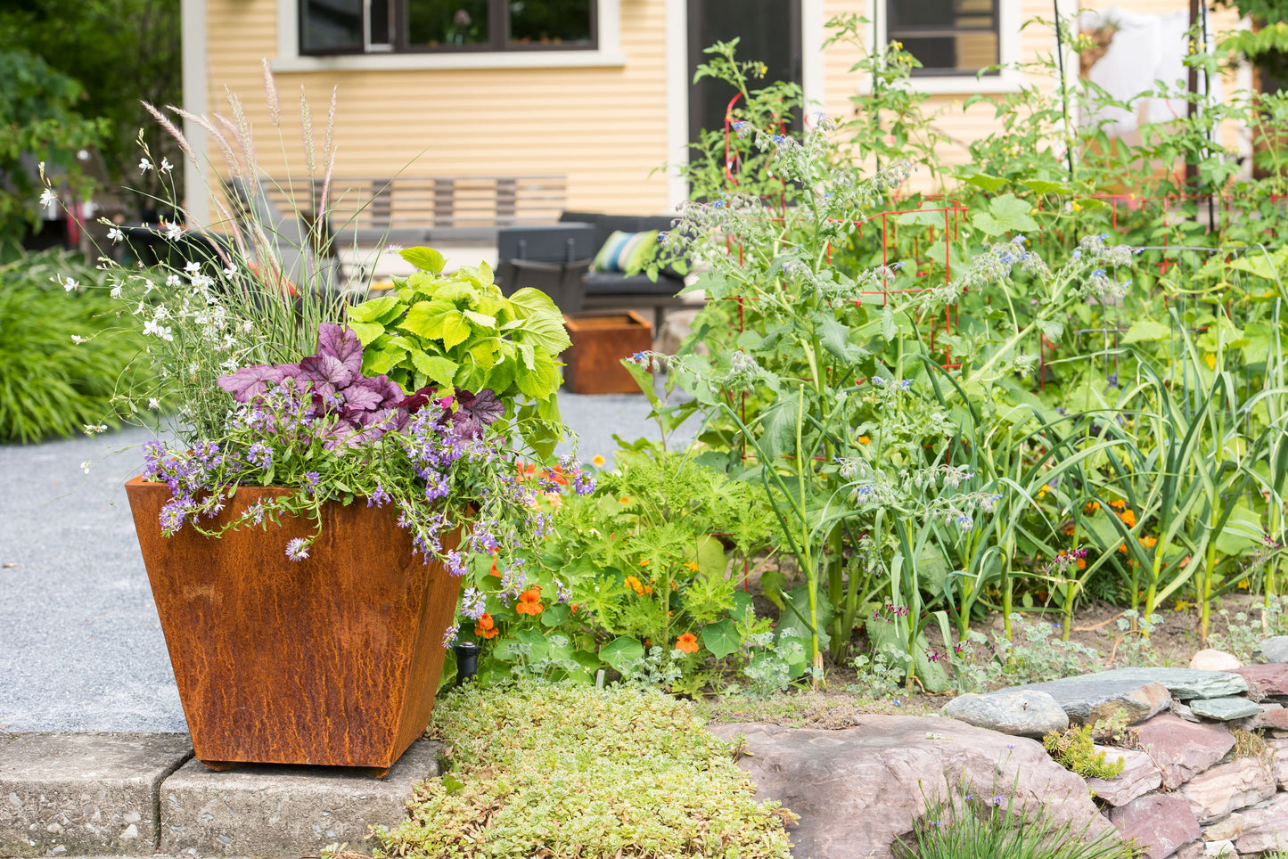 Corten Steel Tapered Square Planters